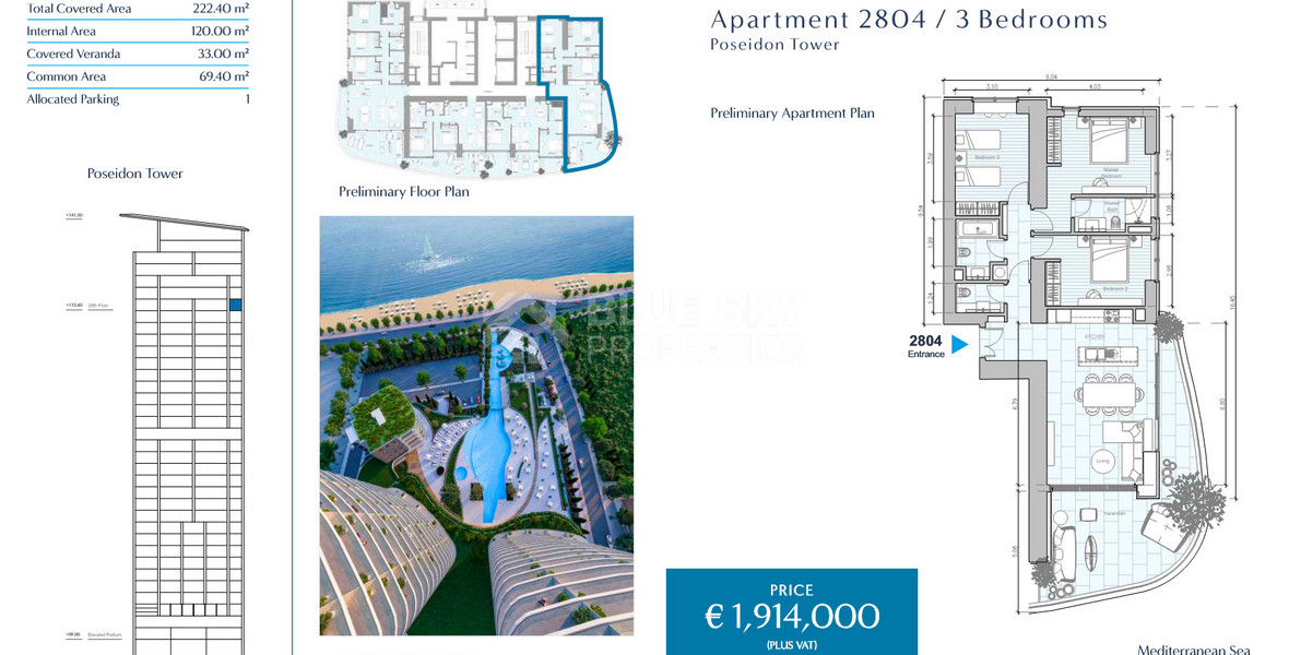 Luxury 3-Bedroom Beachfront Apartment next to Limassol Marina for Sale