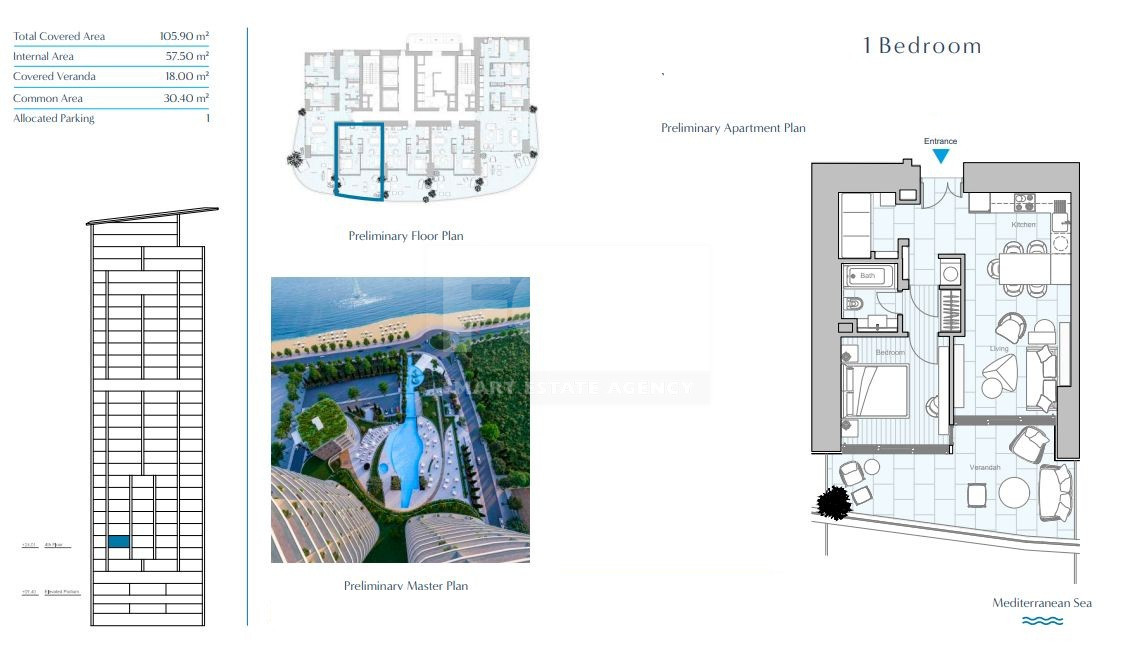 Elegant Seafront Living in Limassol - Seafront One Bedroom Apartment for Sale in Limassol Marina