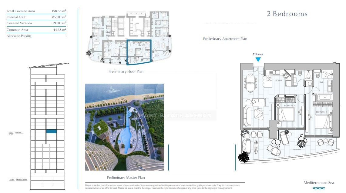 Elegant Seafront Living in Limassol – Spacious Two-Bedroom Residence for sale close to Limassol Marina