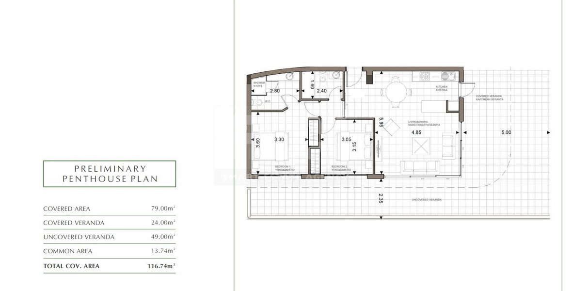 Penthouse for Sale in Trachoni, Limassol | Two-Bedroom, Pools & Green Views