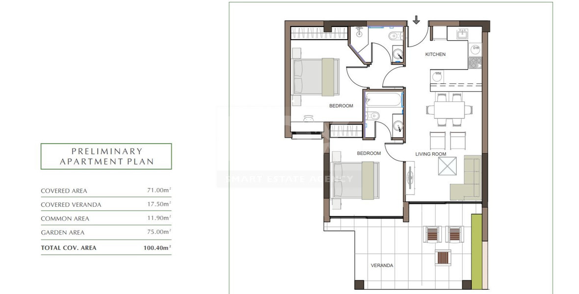 Luxury Apartment for Sale in Trachoni, Limassol | Two-Bedroom with garden, Pools & Green Views