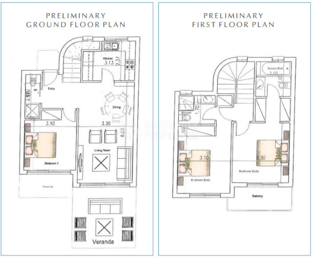 Two , three-Bedroom Luxury Villas for Sale in Tala, Paphos – Sea View