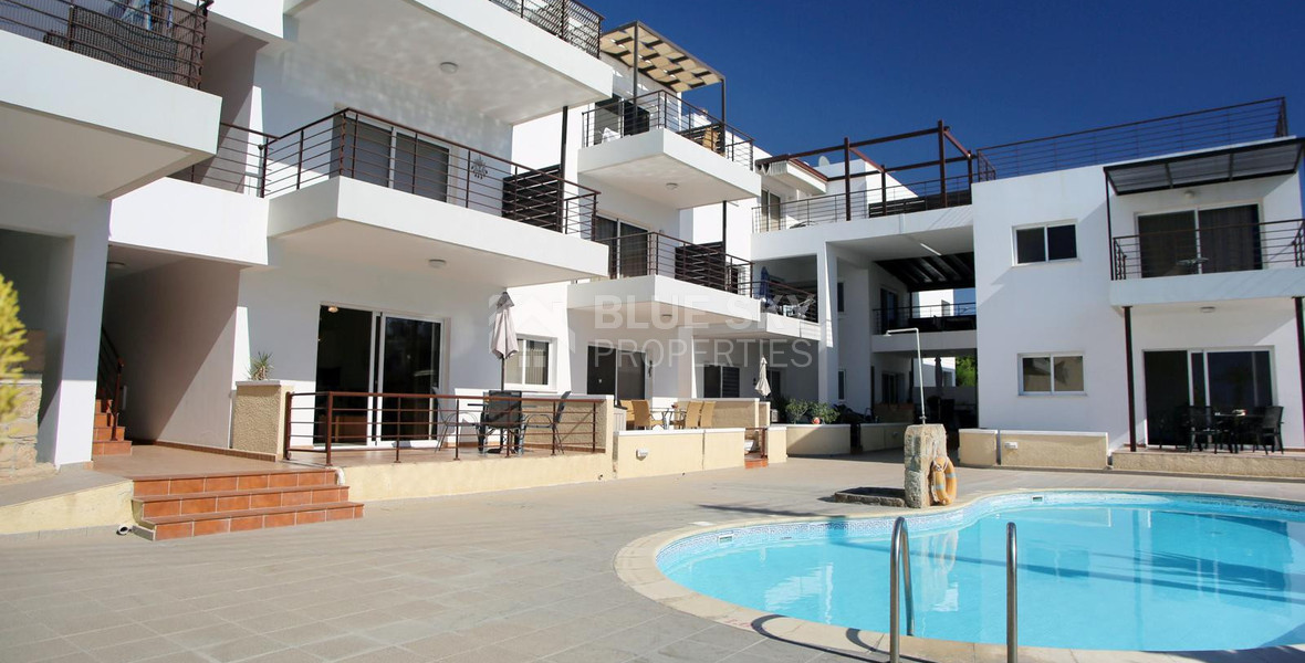 Seafront Two bedroom Apartment with Pool in Kato Pafos for Rent