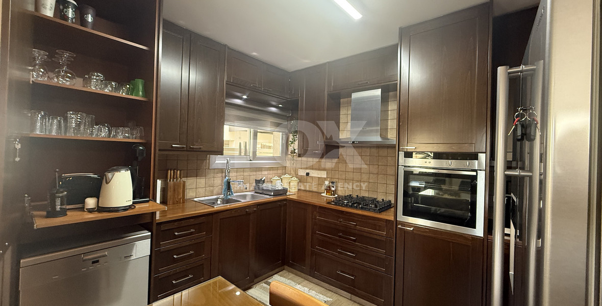 FOR RENT FURNISHED THREE BEDROOM GROUND FLOOR APARTMENT IN THE SOUGHT AFTER LOCATION OF MESA GEITONIA/PANTHEA