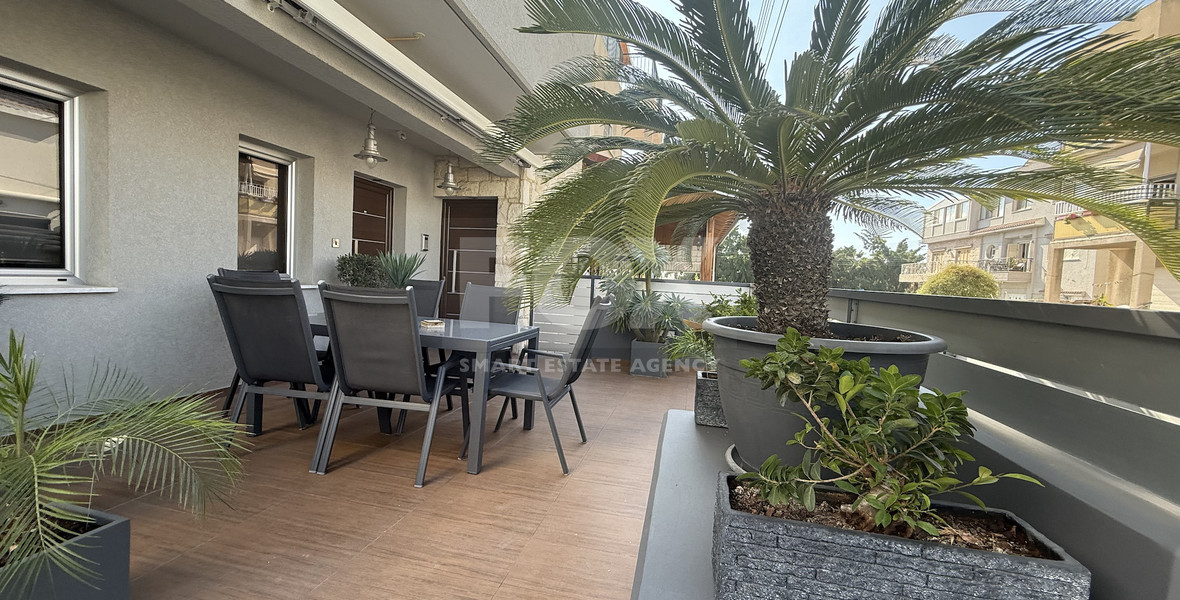 FOR RENT FURNISHED THREE BEDROOM GROUND FLOOR APARTMENT IN THE SOUGHT AFTER LOCATION OF MESA GEITONIA/PANTHEA