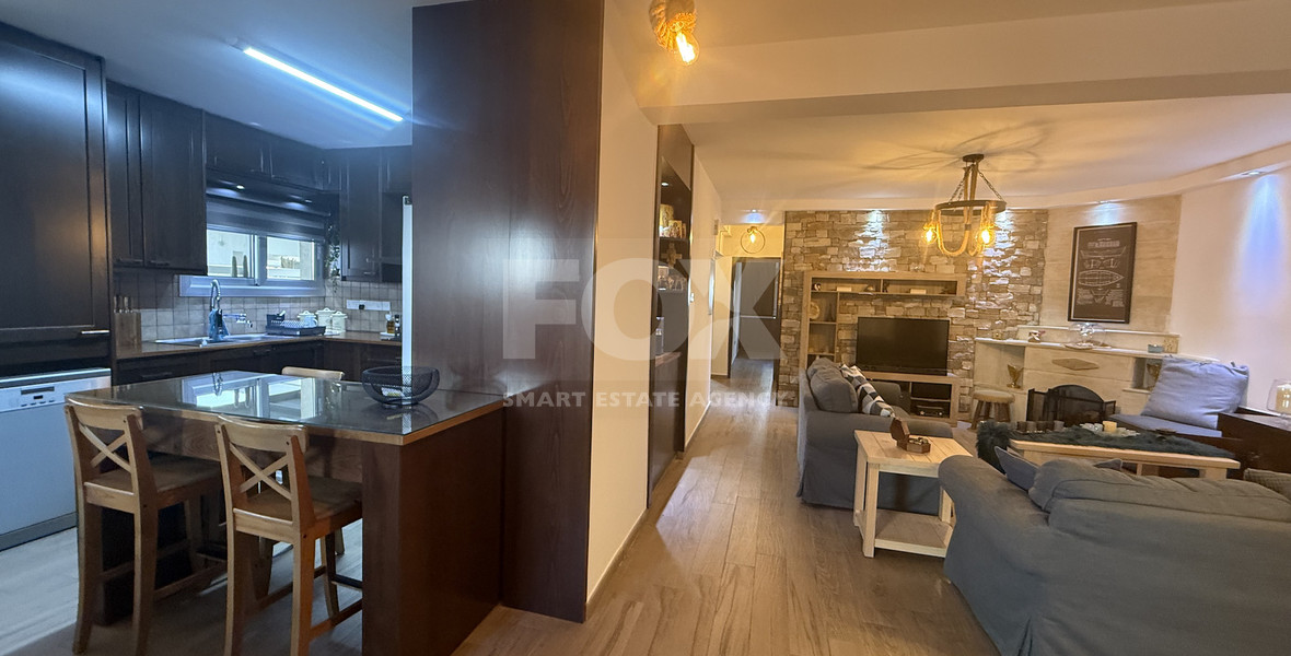 FOR RENT FURNISHED THREE BEDROOM GROUND FLOOR APARTMENT IN THE SOUGHT AFTER LOCATION OF MESA GEITONIA/PANTHEA