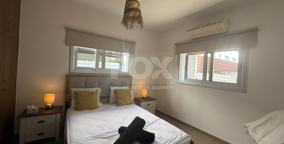 FOR RENT FURNISHED THREE BEDROOM GROUND FLOOR APARTMENT IN THE SOUGHT AFTER LOCATION OF MESA GEITONIA/PANTHEA