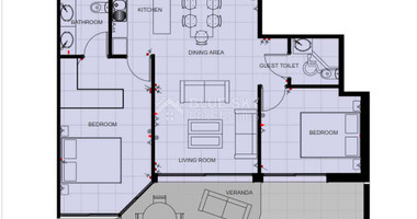 One bedroom Stylish Coastal Living with  Tennis Court, Clubhouse & Pools in Paphos