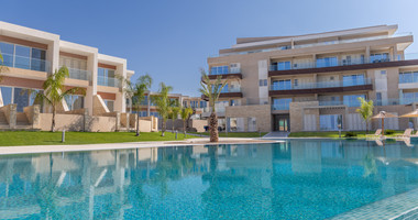 Elegant Mediterranean one Bedroom Apartment Plus Study in Chloraka Coastline area | Modern Hilltop Residence with Beautiful Gardens & Communal Pools