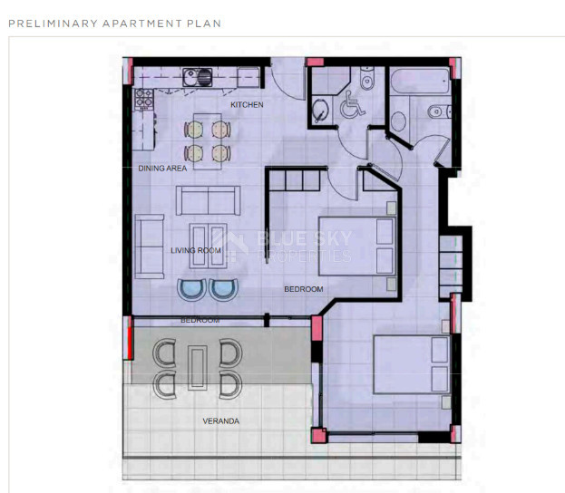 Luxury three Bedroom, two Bathroom Apartment in Chloraka, Paphos for sale
