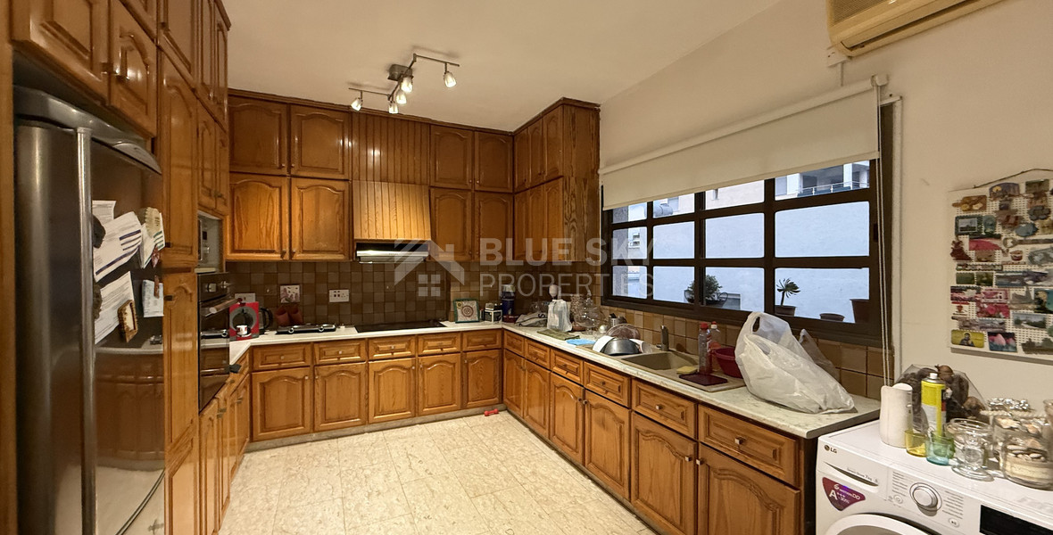 FOR SALE UPPER LEVEL THREE BEDROOM APARTMENT  WITH GARAGE, IN OMONOIA AVENUE OPPOSITE GREEN AREA