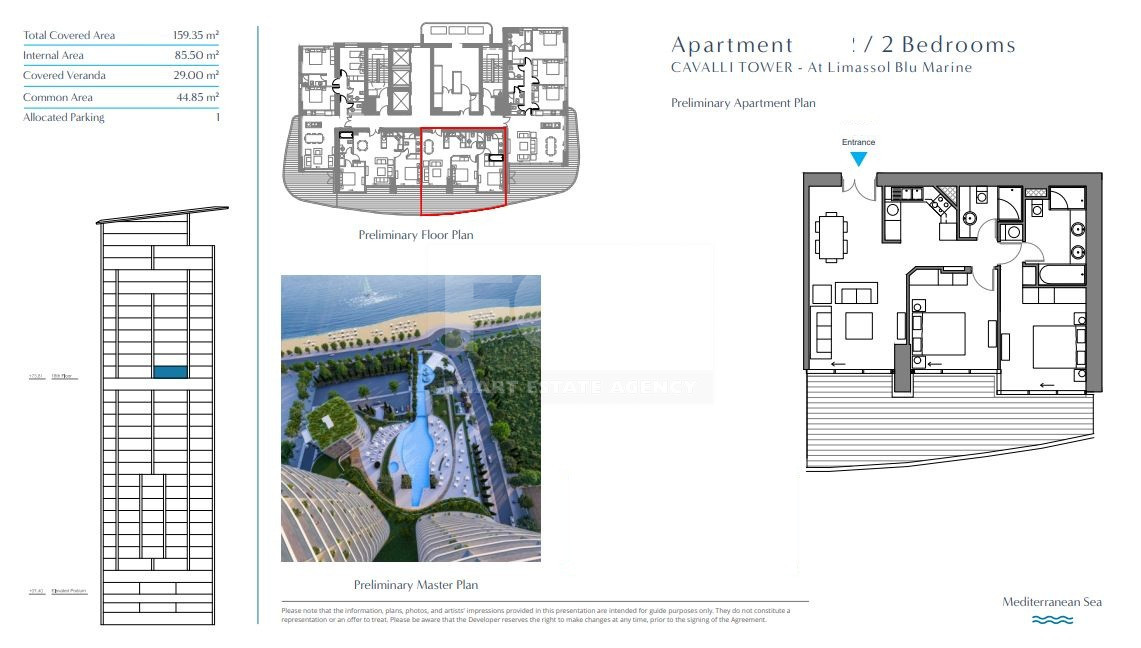 Elegant Seafront Living in Limassol – Spacious Two-Bedroom Residence for sale close to Limassol Marina