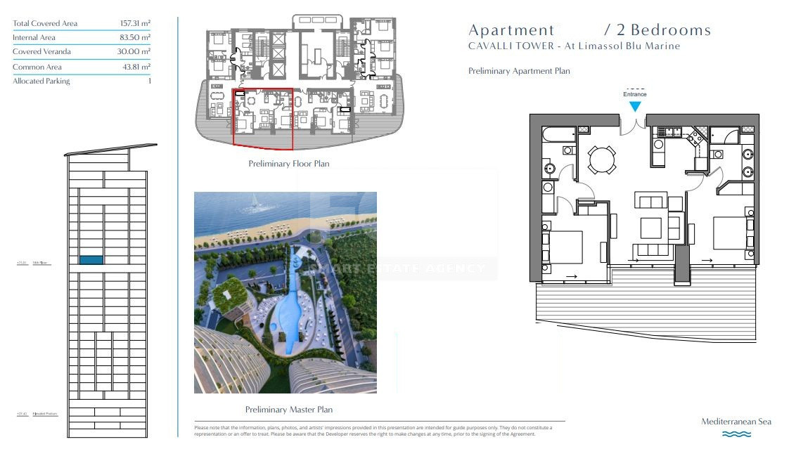 Elegant Seafront Living in Limassol – Spacious Two-Bedroom Residence for sale close to Limassol Marina