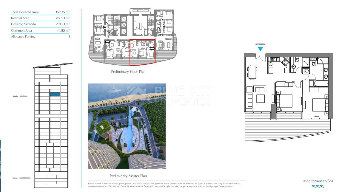 Elegant Seafront Living in Limassol – Spacious Two-Bedroom Residence for sale close to Limassol Marina