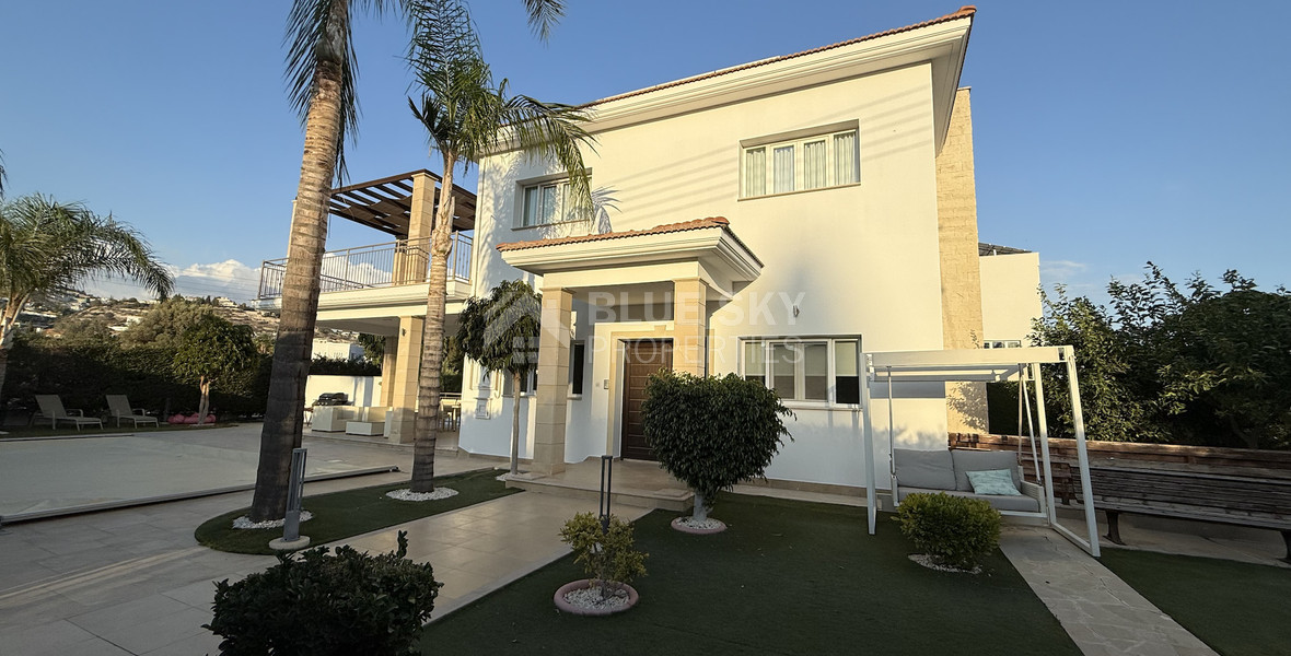 FOR RENT FURNISHED FIVE BEDROOM VILLA IN AGIOS TYCHONAS WITH ALL EN SUITE BEDROOMS , LARGE GARDEN, SWIMMING POOL