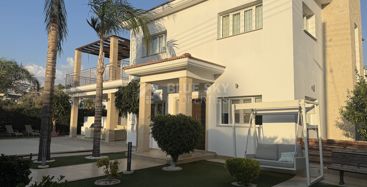 FOR RENT FURNISHED FIVE BEDROOM VILLA IN AGIOS TYCHONAS WITH ALL EN SUITE BEDROOMS , LARGE GARDEN, SWIMMING POOL