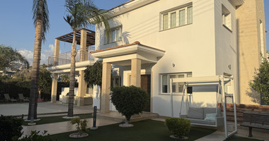 FOR RENT FURNISHED FIVE BEDROOM VILLA IN AGIOS TYCHONAS WITH ALL EN SUITE BEDROOMS , LARGE GARDEN, SWIMMING POOL