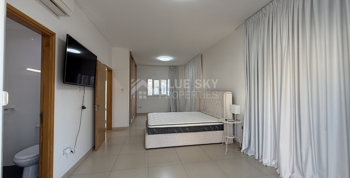 FOR RENT FURNISHED FIVE BEDROOM VILLA IN AGIOS TYCHONAS WITH ALL EN SUITE BEDROOMS , LARGE GARDEN, SWIMMING POOL