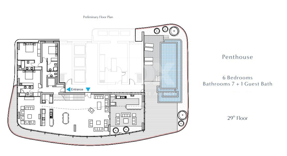 Elegant Seafront Living in Limassol – Spacious Six-Bedroom Penthouse for sale close to Limassol Marina