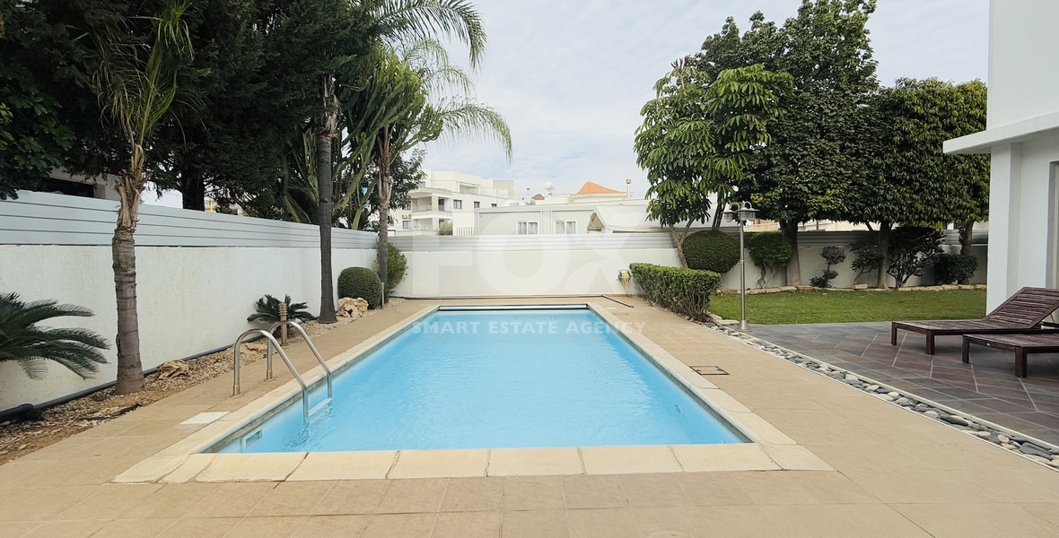 FOR RENT DETACHED FOUR BEDROOM HOUSE WITH SEPARATE OFFICE IN KATO POLEMIDIA OFFERING LANDSCAPED GARDEN AND SWIMMING POOL.