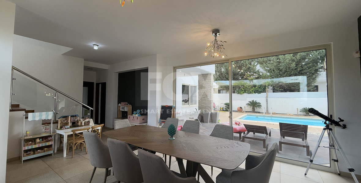 FOR RENT DETACHED FOUR BEDROOM HOUSE WITH SEPARATE OFFICE IN KATO POLEMIDIA OFFERING LANDSCAPED GARDEN AND SWIMMING POOL.