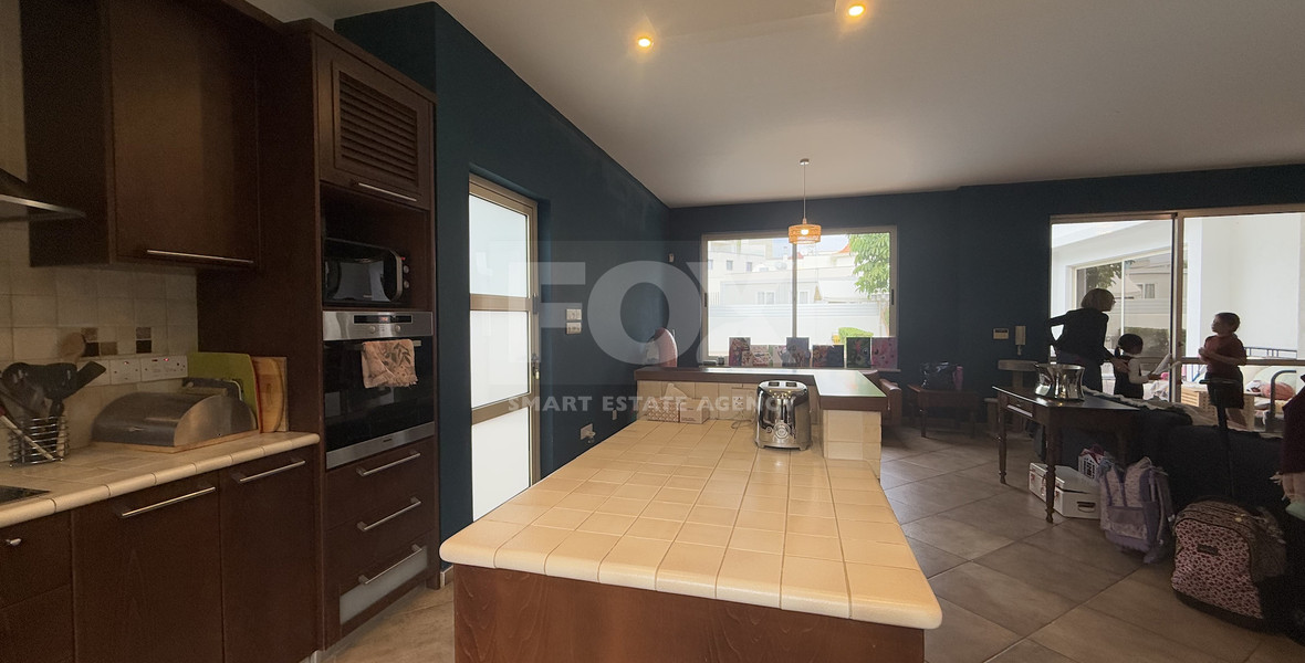 FOR RENT DETACHED FOUR BEDROOM HOUSE WITH SEPARATE OFFICE IN KATO POLEMIDIA OFFERING LANDSCAPED GARDEN AND SWIMMING POOL.