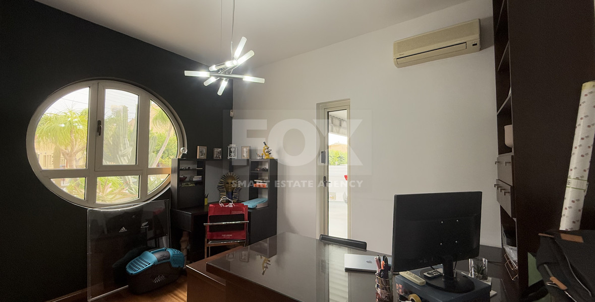 FOR RENT DETACHED FOUR BEDROOM HOUSE WITH SEPARATE OFFICE IN KATO POLEMIDIA OFFERING LANDSCAPED GARDEN AND SWIMMING POOL.