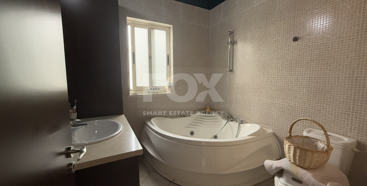 FOR RENT DETACHED FOUR BEDROOM HOUSE WITH SEPARATE OFFICE IN KATO POLEMIDIA OFFERING LANDSCAPED GARDEN AND SWIMMING POOL.