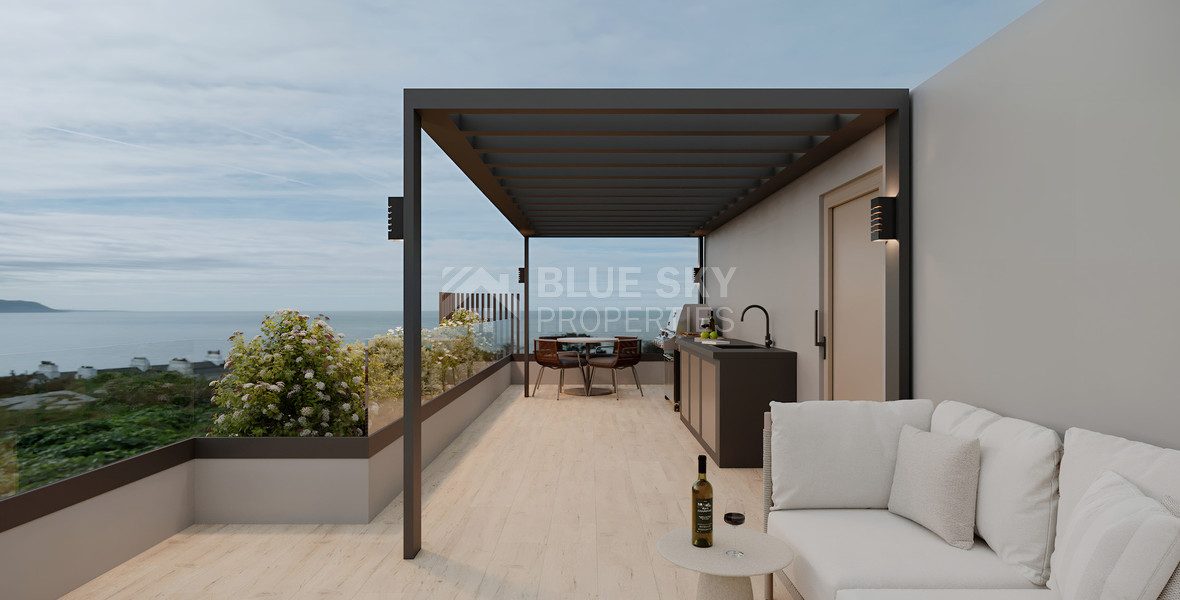 Spacious three Bedroom penthouse with private roof garden for sale in Tsiflikoudia