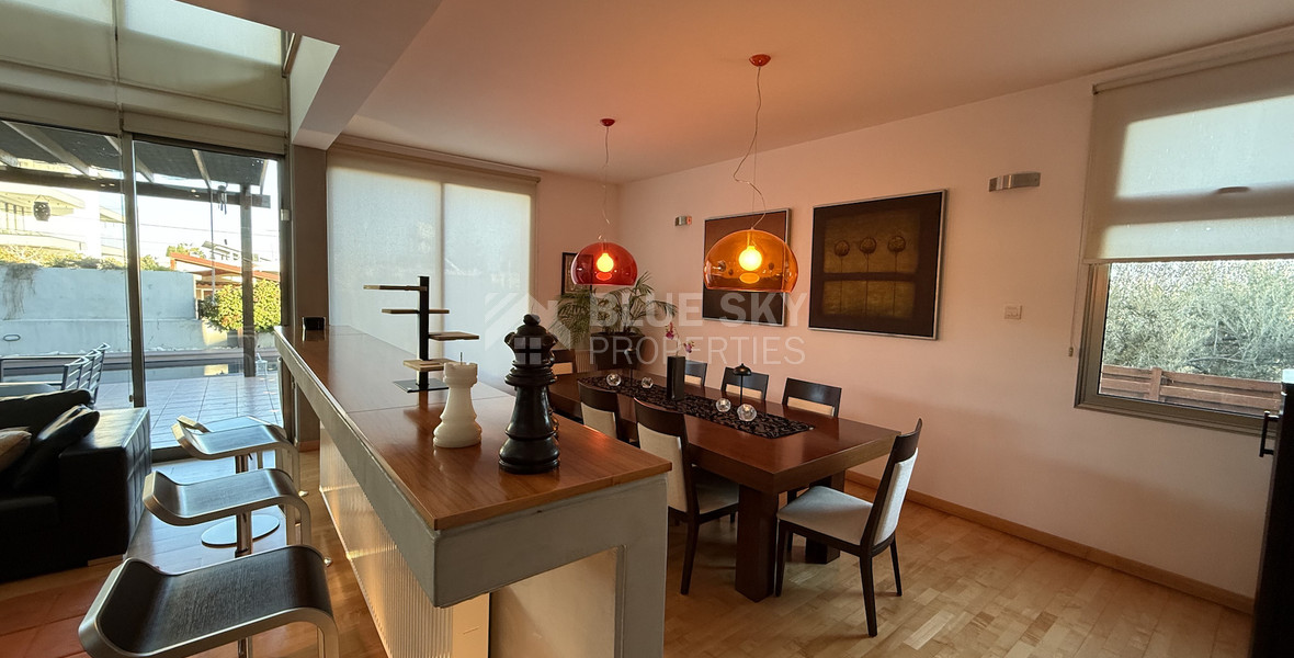 For Rent Elegant four-Bedroom Bespoke Residence in Agios Athanasios below the highway within walking distance to all amenities and easy access to schools.