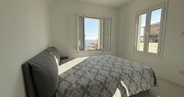 Rent: Renovated, fully furnished two bedroom ground floor apartment in the Amathusia area of Limassol, offering panoramic sea views.