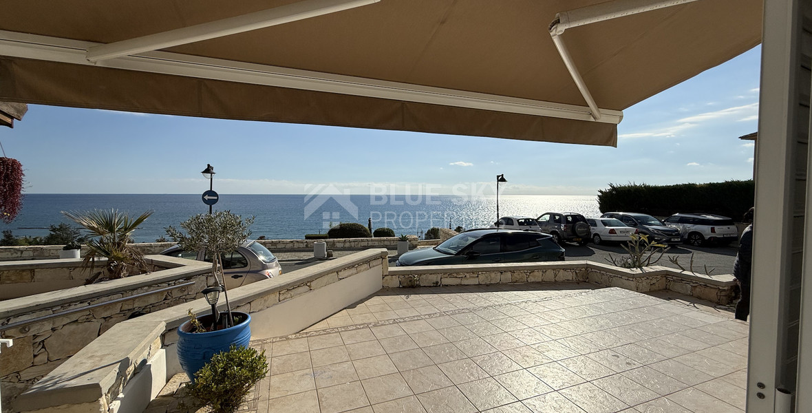 Rent: Renovated, fully furnished two bedroom ground floor apartment in the Amathusia area of Limassol, offering panoramic sea views.