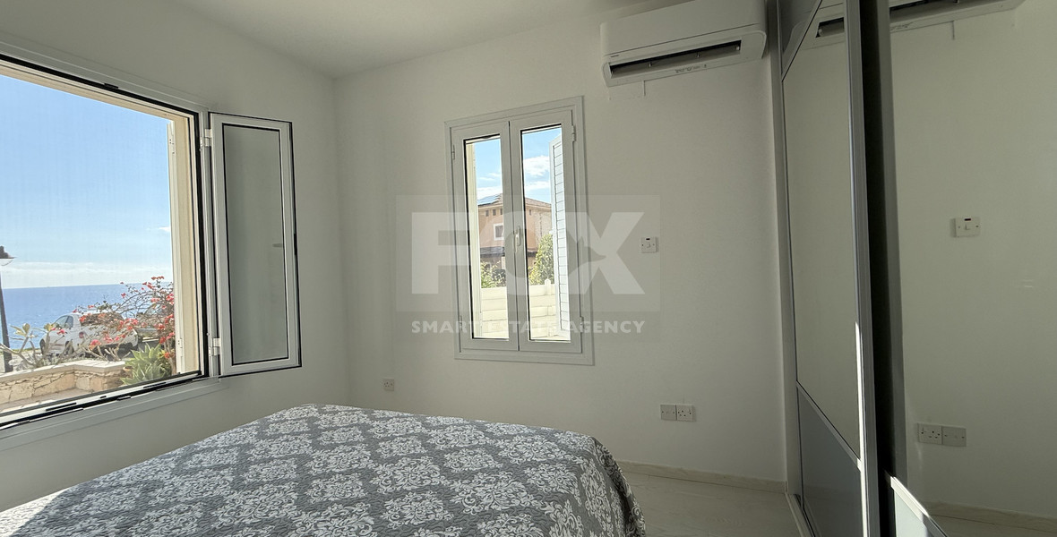 Rent: Renovated, fully furnished two bedroom ground floor apartment in the Amathusia area of Limassol, offering panoramic sea views.