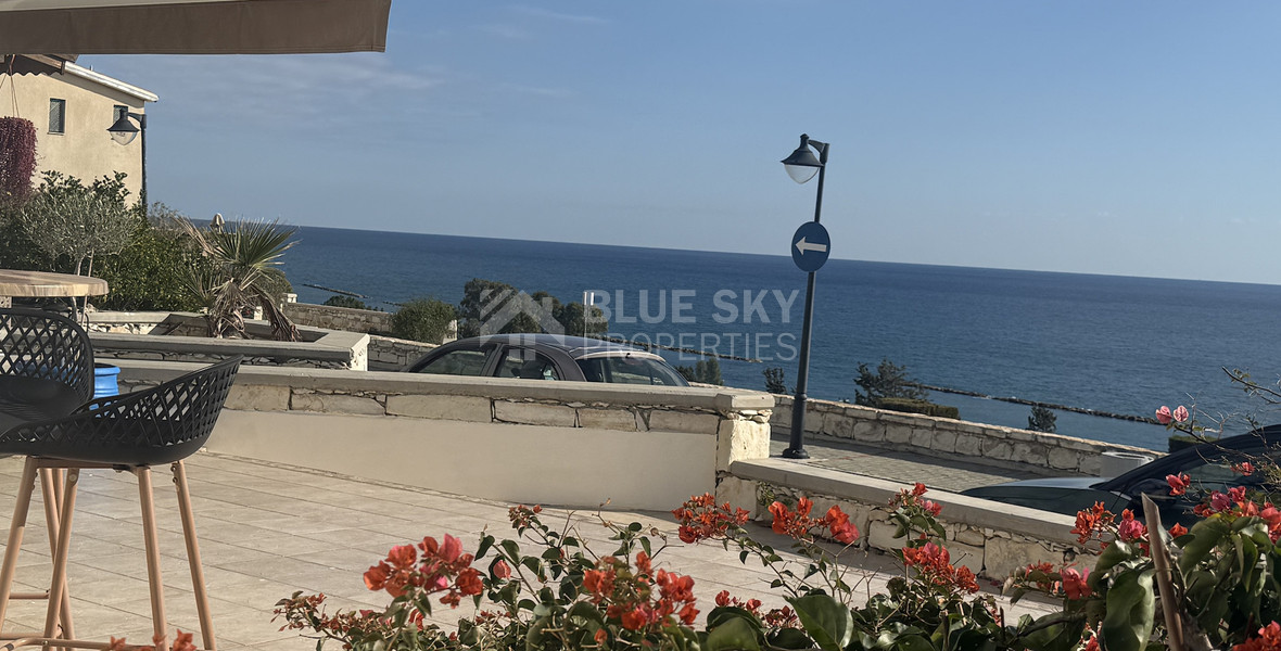 Rent: Renovated, fully furnished two bedroom ground floor apartment in the Amathusia area of Limassol, offering panoramic sea views.