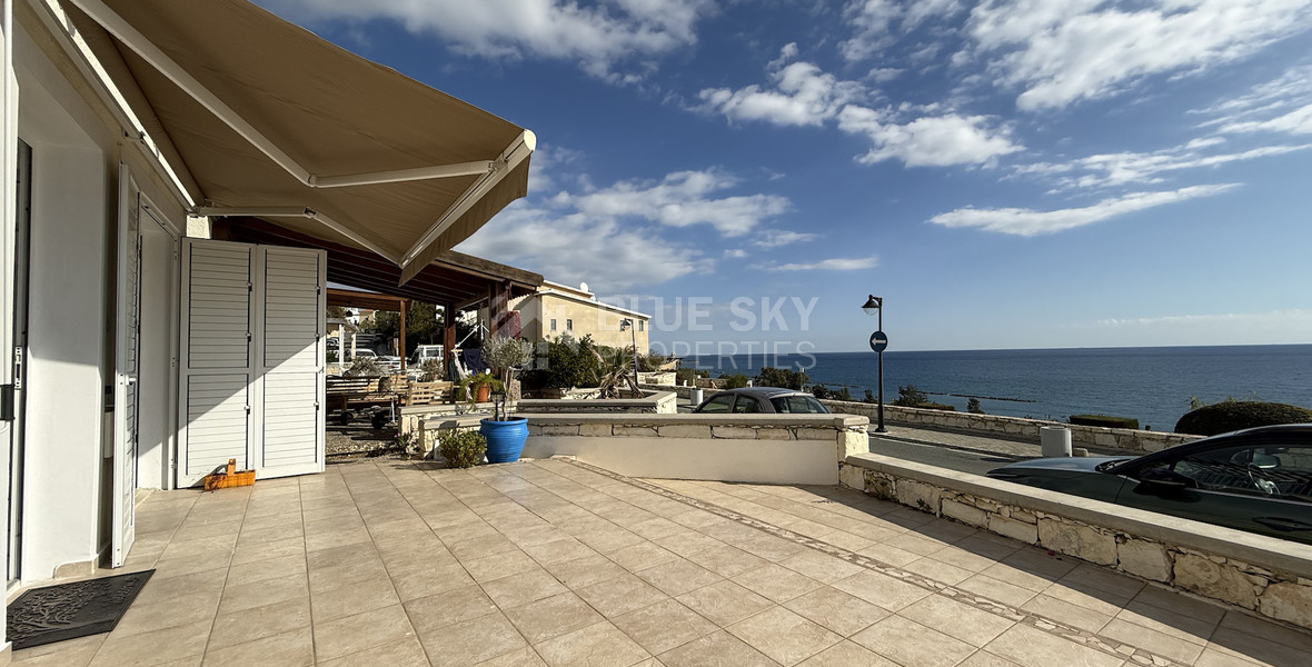Rent: Renovated, fully furnished two bedroom ground floor apartment in the Amathusia area of Limassol, offering panoramic sea views.