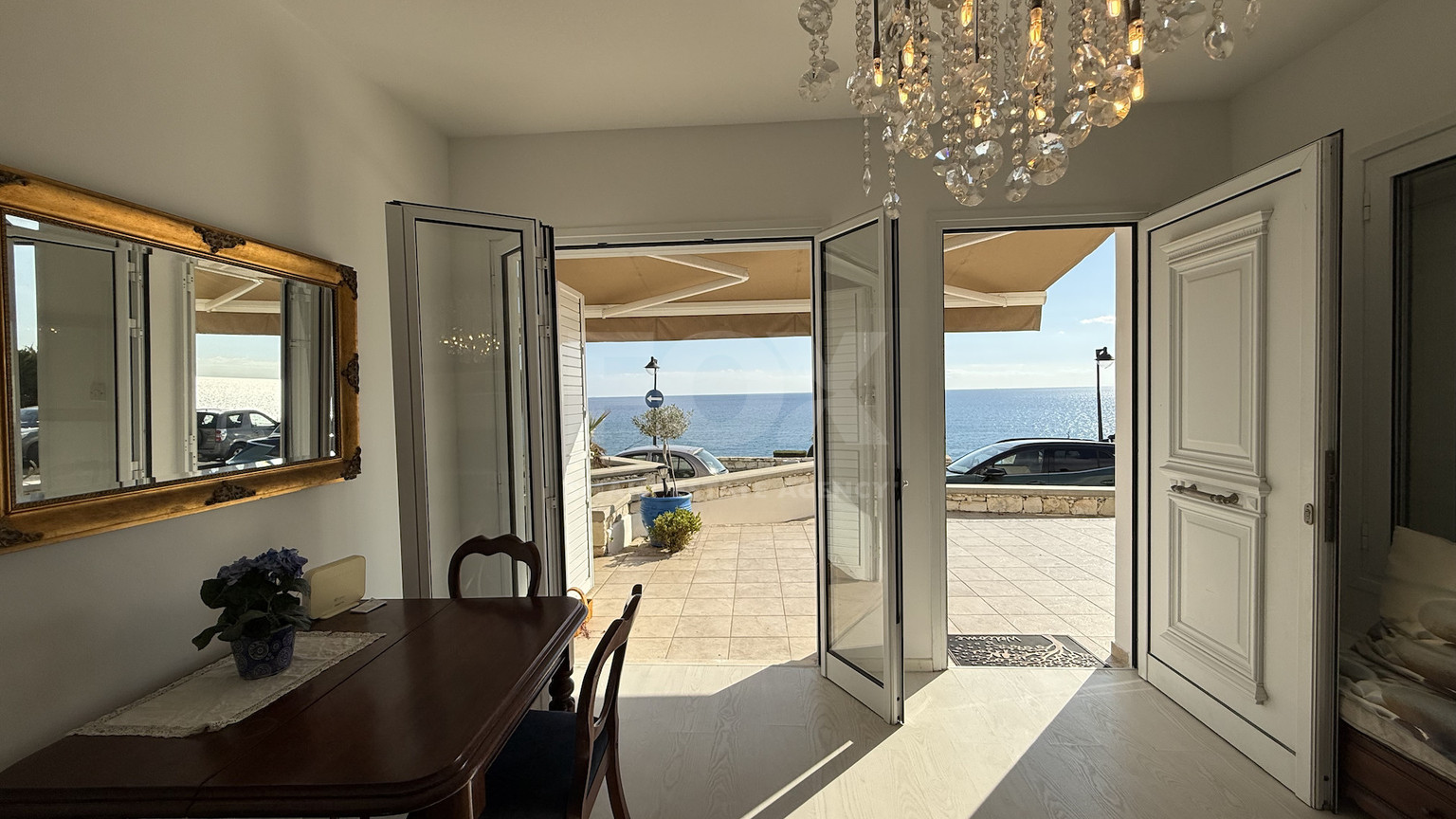 Rent: Renovated, fully furnished two bedroom ground floor apartment in the Amathusia area of Limassol, offering panoramic sea views.