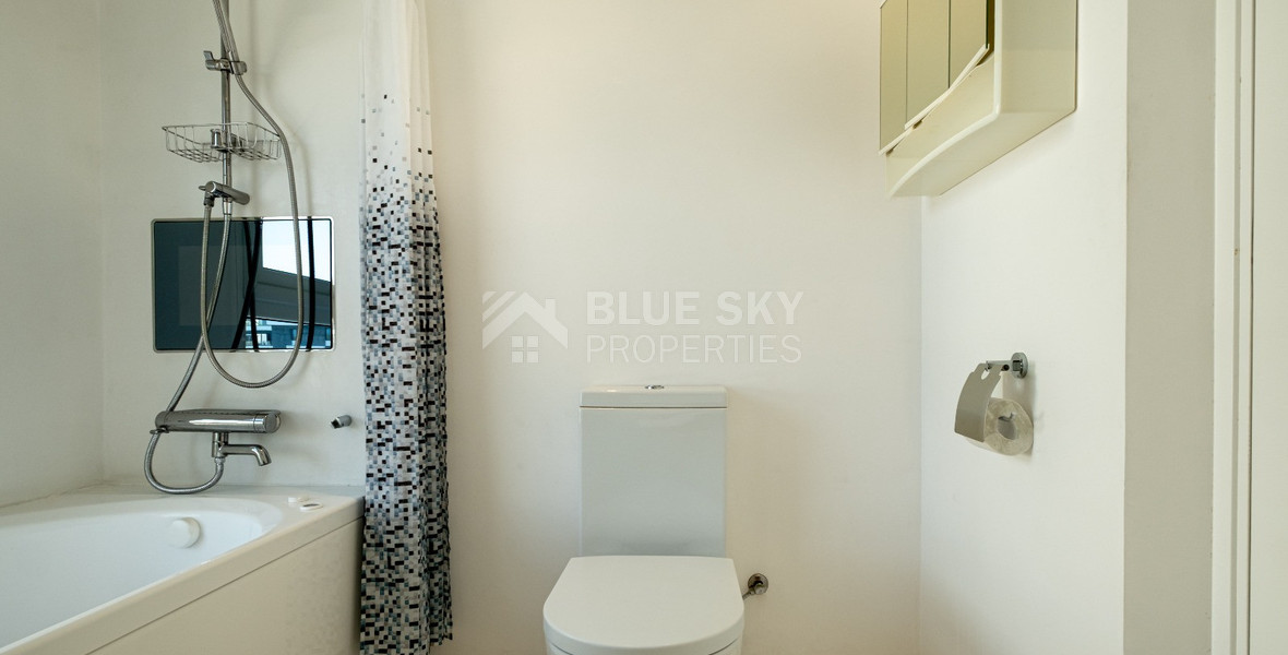 Seafront Two-Bedroom Apartment for Rent Opposite Dasoudi Beach, Germasogeia