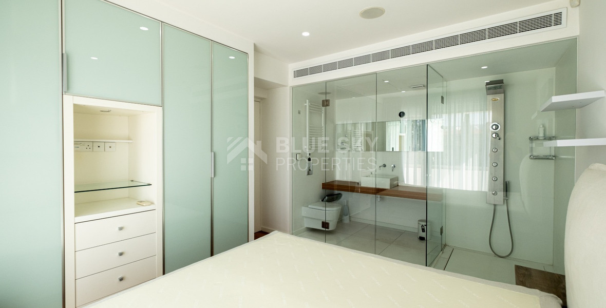 Seafront Two-Bedroom Apartment for Rent Opposite Dasoudi Beach, Germasogeia