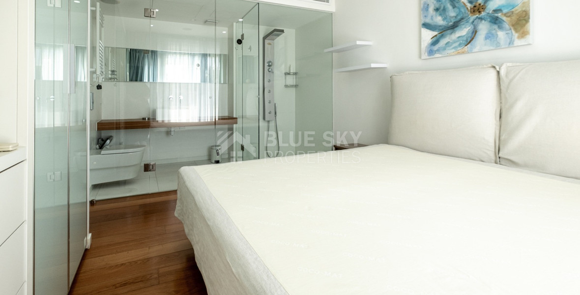 Seafront Two-Bedroom Apartment for Rent Opposite Dasoudi Beach, Germasogeia