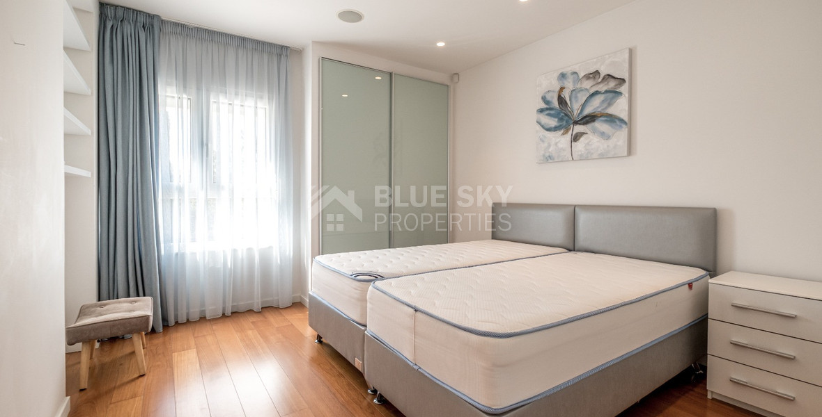 Seafront Two-Bedroom Apartment for Rent Opposite Dasoudi Beach, Germasogeia