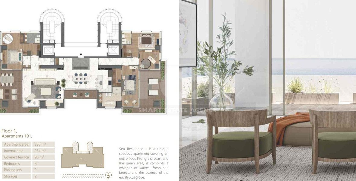 Exclusive Beachfront Living in Agios Tychonas – Four-Bedroom Full-Floor Apartment