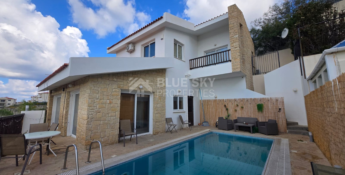 Stunning three plus one Bedroom Detached Villa for Sale in Chloraka, Paphos: with Private Swimming Pool and Unobstructed Sea Views