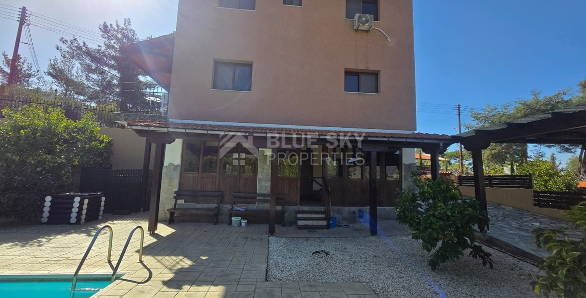 Four bedroom detached house for sale in Louvaras, Cyprus with private swimming pool and fruit garden