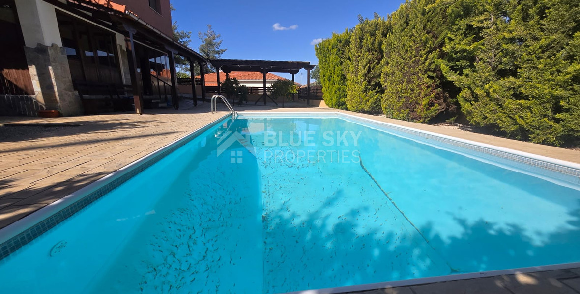 Four bedroom detached house for sale in Louvaras, Cyprus with private swimming pool and fruit garden