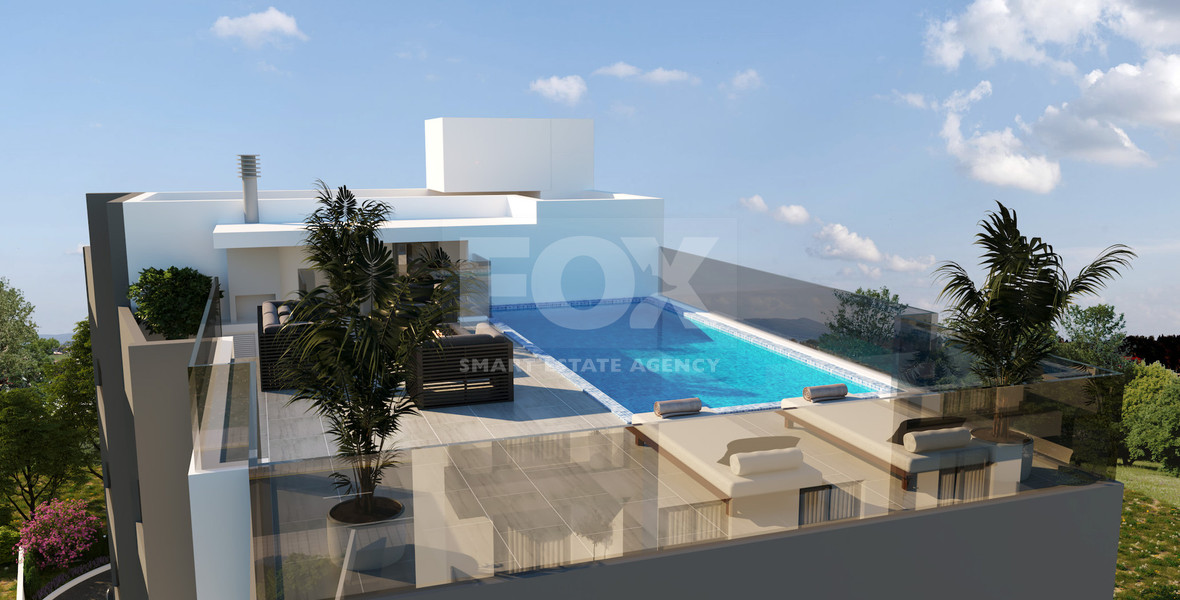 For sale Two Bedroom Apartment with common roof garden & pool in Omonoia