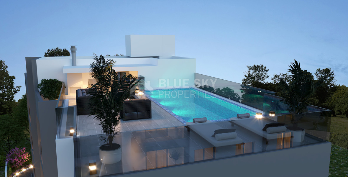 For sale Two Bedroom Apartment with common roof garden & pool in Omonoia