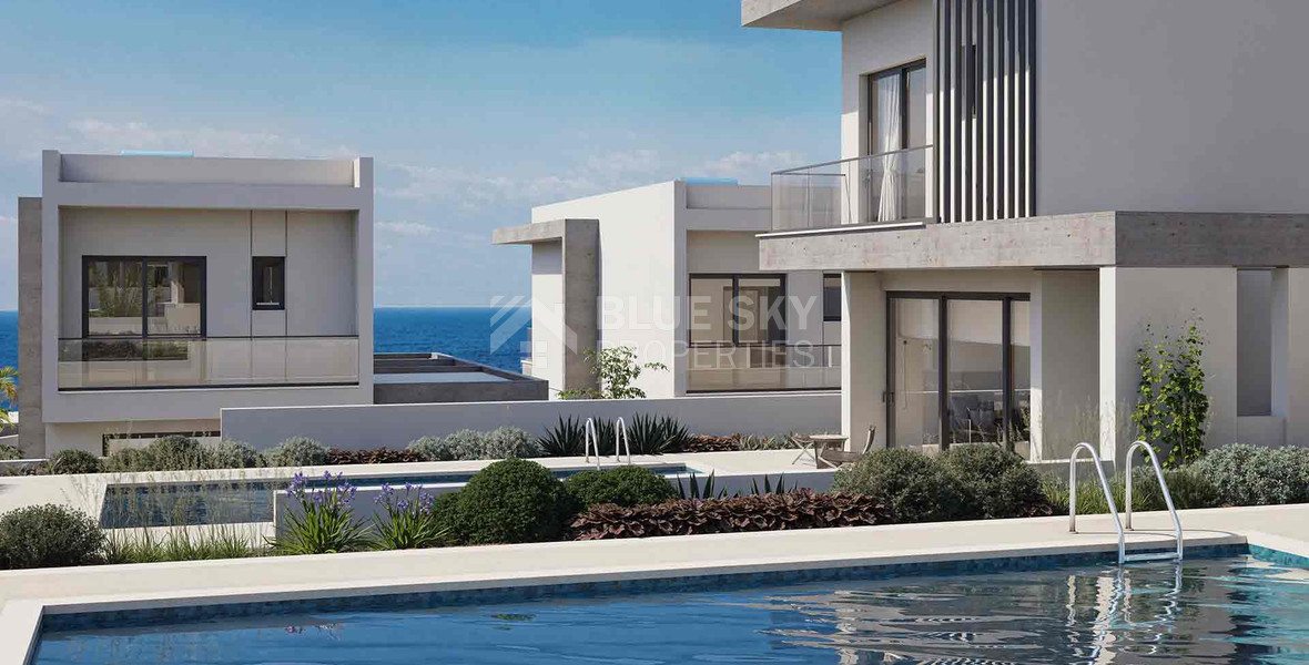Beachfront , three bedroom Villas in Chloraka Paphos – Luxury Sea View Homes with Private Pools and Modern Design