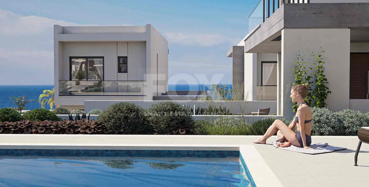 Beachfront , three bedroom Villas in Chloraka Paphos – Luxury Sea View Homes with Private Pools and Modern Design
