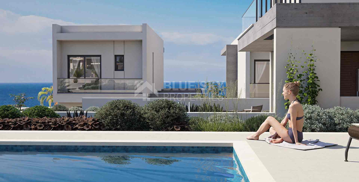 Beachfront , three bedroom Villas in Chloraka Paphos – Luxury Sea View Homes with Private Pools and Modern Design