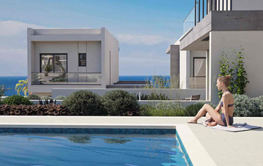 Beachfront , three bedroom Villas in Chloraka Paphos – Luxury Sea View Homes with Private Pools and Modern Design